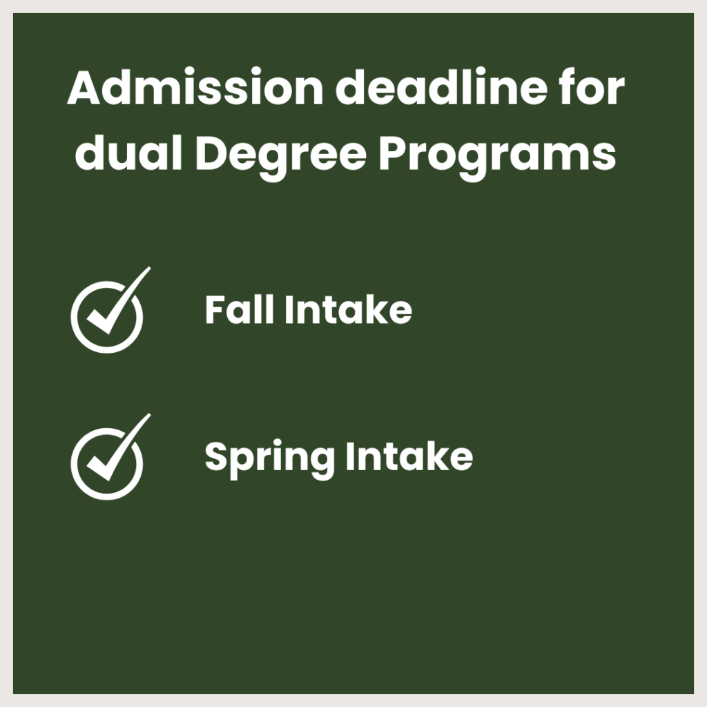  admission deadline for dual degree programs